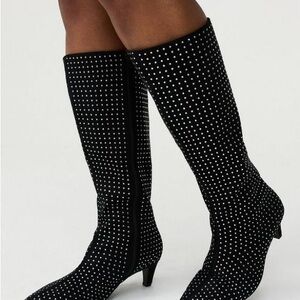 Elegant Black and White Polka Dot Women's Boots